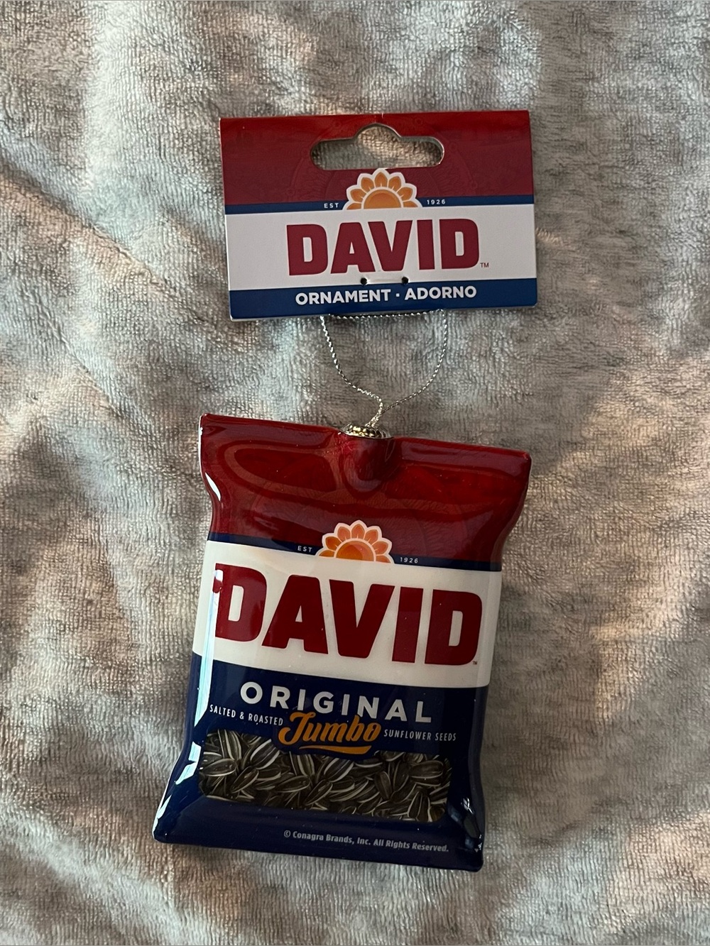 RUZ DAVID SUNFLOWER SEEDS Decoupage Christmas Tree Ornament - NEW 3.5”